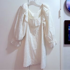 Doen Franique White Eyelet Mini Dress in Salt Size L